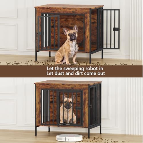 EasyCom 28.15" Dog Crate Furniture for 1 or 2 Dogs, Brown - Image 2