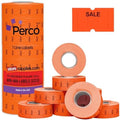 Perco 1 Line Fluorescent Red Sale Labels - 8,000 Blank Price and Date Gun Labels for Perco Lite, X, Plus and Pro 1 Line Price and Date Guns- 8 Rolls, 1 Sleeve - Made in USA by Perco