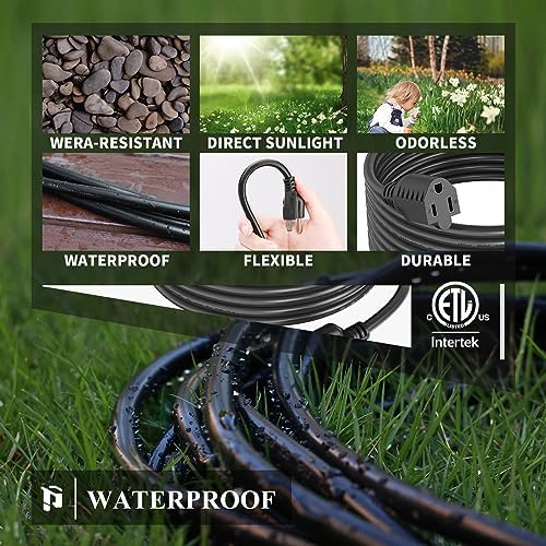 200 FT Outdoor Extension Cord | 16/3 Black Heavy Duty 3 Prong Extension Cord, 10A 1250W SJTW, ETL Listed, Great for Garden and Home - Image 5