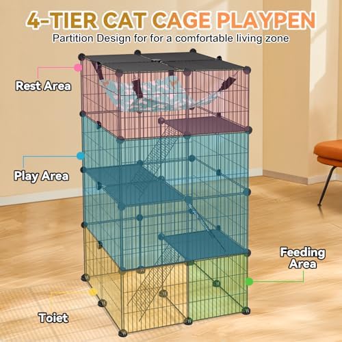 VISCOO Cat Cage, 4-Tier DIY Cat Enclosures Catio,24"x24"x 48" Cat Playpen - Image 3