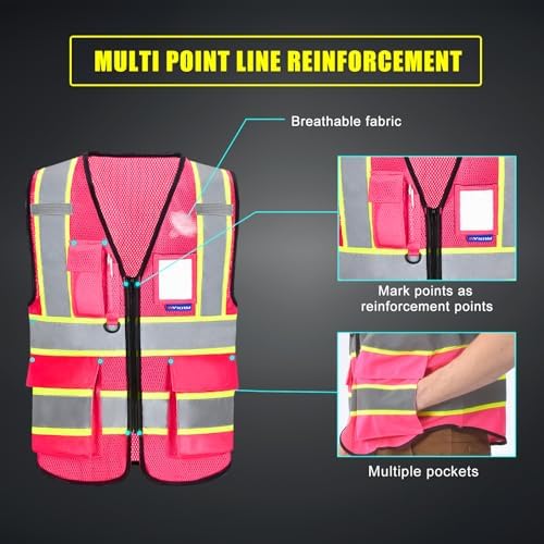 AYKRM 11 color High Vis Reflective Safety Vest for Women Men Pocket Zipper ANSI/ISEA Standard - Image 2