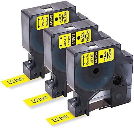 Freshworld 3X Replace for DYMO D1 Label Tape Cartridges Yellow 1/2 in 23Ft by Freshworld