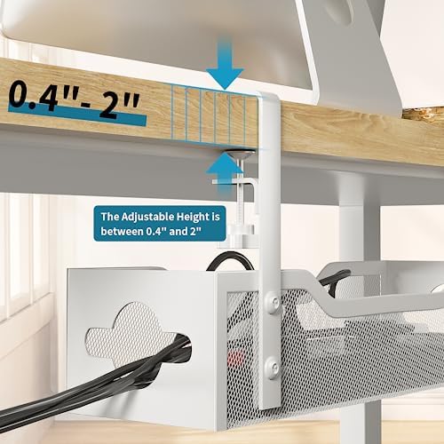 Under Desk Cable Management Tray 2 Pack, No Drill Cable Organizer With Clamp for Standing Desk, Easy to Install Cord Management System, No Damage Wire Organizer - Image 3
