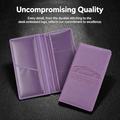 Car Registration and Insurance Holder, Vehicle Document Organizer with Secure Magnetic Closure, Automotive Glove Box Organizer for License, Cards & Essential Paperwork (Purple, 1PCS) - Image 3