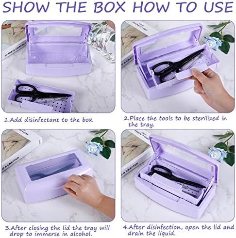 Nail Tool Sterilizer Box Disinfectant Jar Plastic Disinfectant Container Suitable for Nail Tools Hair Salons Beauty Centers and Manicure and Nail Equipment(Purple) - Image 6