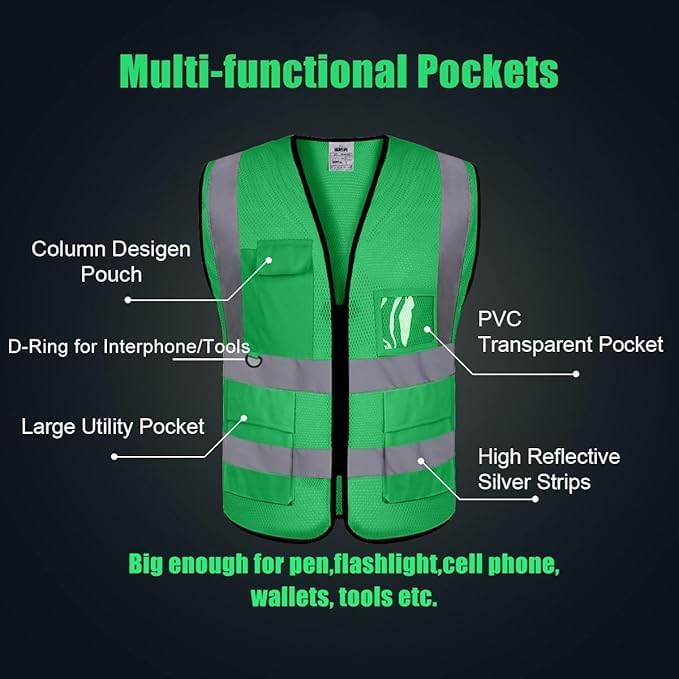 BeautyWill 10/20 Pack Custom Logo Safety Vest, Bulk High Visibility Class 2 - Image 4