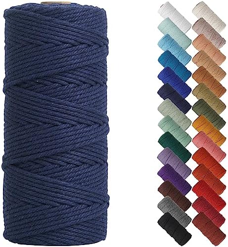 NOANTA Dark Blue Macrame Cord 3mm x 109yards, Cotton Rope Macrame Yarn by NOANTA