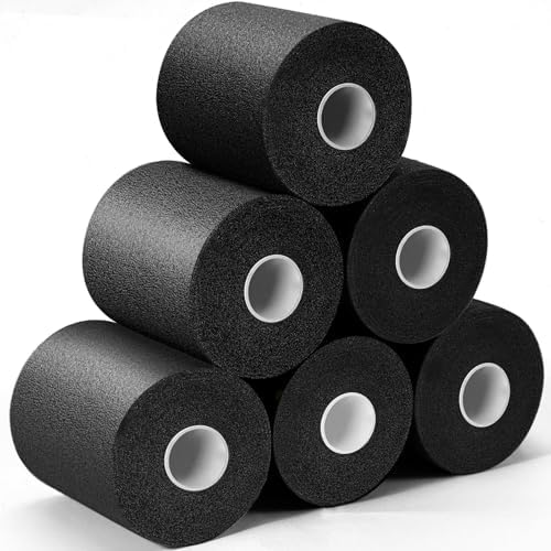 Upgraded 6 Pack Pre Wrap Athletic Tape, Black Sports Prewrap by Unknown