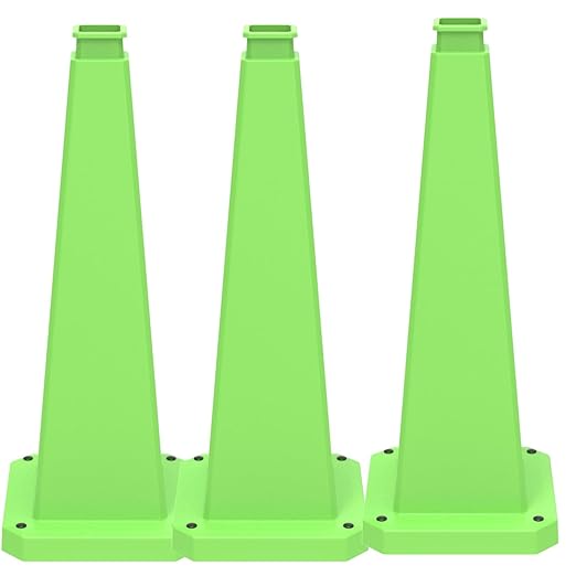 BESEA 3 Pack 28" Bright Green Traffic Safety Cones by BeSea