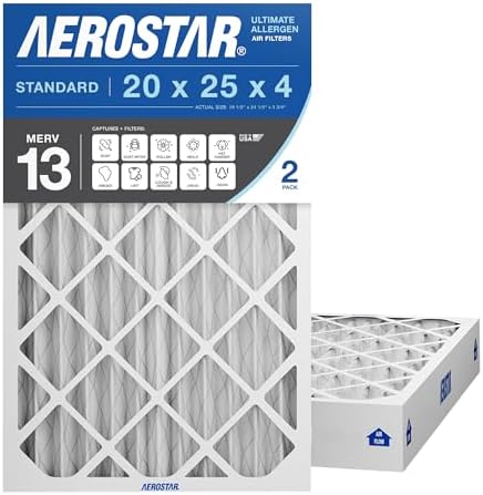Aerostar Air Filter 20x25x4 MERV 13 AC Filter, HVAC, Furnace Filter, 2 Pack by AirFiltersDelivered
