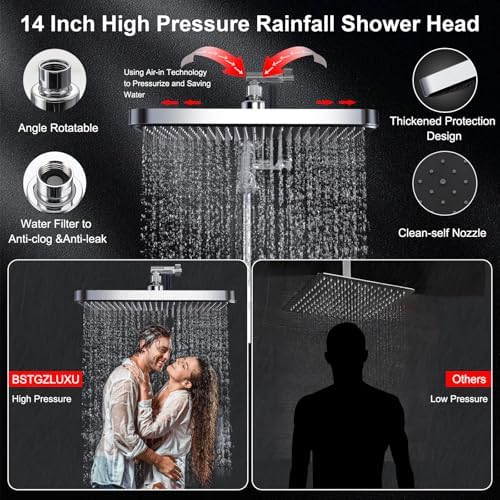 Tandem Shower Head with Filters-14'' Rainfall ShowerHead,Filtered Power Wash Handheld for Hard Water,High Pressure Output, Reduces Dry Itchy Skin, Improves Condition of Your Body, Hair - Image 3