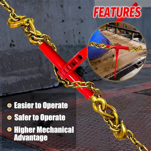 Chain Binders Ratcheting 3/8" - 1/2" | Adjustable Load Binder with G70 Grab Hooks for 3/8-1/2 Chains | 9,200 Lbs Working Load Limit - Image 6