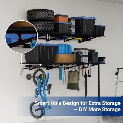 FLEXIMOUNTS 4-Pack 2x4ft Wall Shelf Garage Storage Rack Wall Mounted, Black - Image 6
