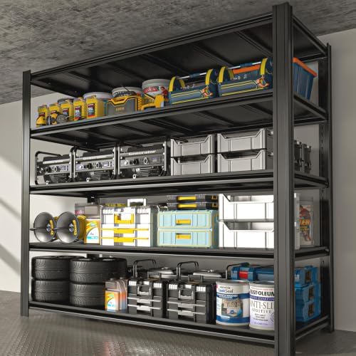 5-Tier Heavy Duty Garage Shelving, 5,000 lbs Capacity Adjustable Metal Storage Shelving Unit for Garage, Basement, Warehouse & Workshop, 55" W x 24" D x 84" H - Image 2