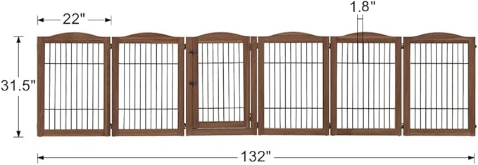unipaws Pet Playpen with Wood and Wire, 6 Panels Extra Wide Freestanding Walk - Image 4