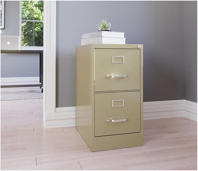 Pemberly Row 2 Drawers 28.38" Vertical Beige Metal Filing Cabinet Lockable - Image 2