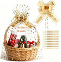 COQOFA 20 Pieces Large Cello/Cellophane Bags 18x30 Inches Clear Basket Gift Bags Gold Star Printed OPP Plastic Cellophane Wrap for Baskets Gift Packaging with Gold Pull Bows by COQOFA