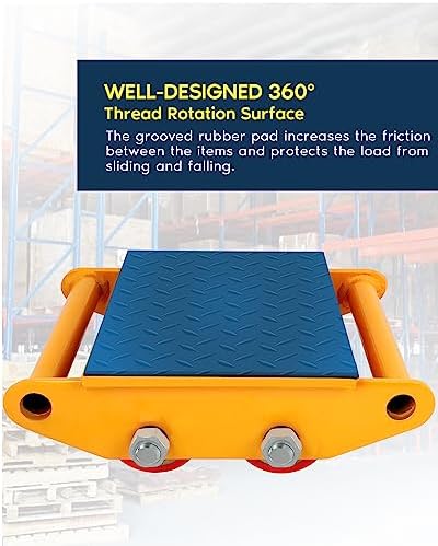FAHKNS Machinery Moving Skate 6T Heavy Duty Machine Skates with Non-Slip Cap, 4 PU Rollers for Heavy Duty Industrial Moving Equipment - Image 2