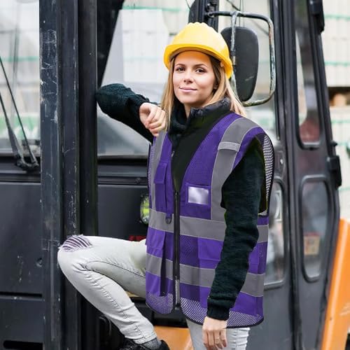 High Vis Safety Vest Reflective Strips, Multi-Pocket Design, Available in Yellow,Orange,black,Pink,blue,Red,purple - Image 5