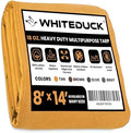 WHITEDUCK Canvas Tarp 18 oz. Heavy Duty Water Repellent UV Resistant, Rustproof Grommets, Industrial & Commercial Use Cloth Tarp (Cut Size: 8'x14', Finished Size: 7'6"x13'6", Tan) by WHITEDUCK