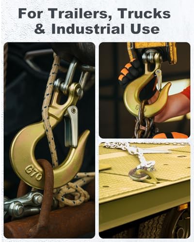 3/8" Safety Chain Hooks 10 Pack Clevis Slip Hook with Latch - Image 6
