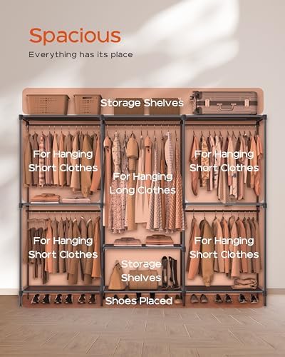 CASAMAYA Clothes Rack, Portable Closet, 80.7 Inch Extra Large Capacity Wardrobe Closet, Clothes Storage Organizer with Shelves and 5 Hanging Rods, Easy to Assembly, Black PCT036B01 - Image 4