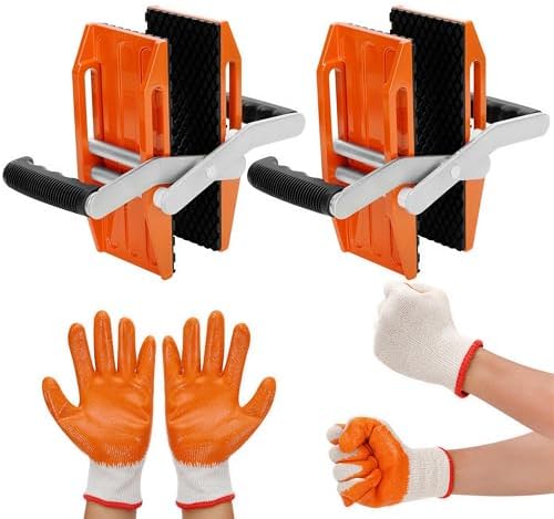 2 Pack Granite Carrying Clamps (660 lbs Capacity) – Heavy Duty Slab Lifter for Stone, Quartz, Marble & Glass, Non-Slip Rubber Grip, Ergonomic Handles with 2 Pairs Protective Gloves by Topfurn