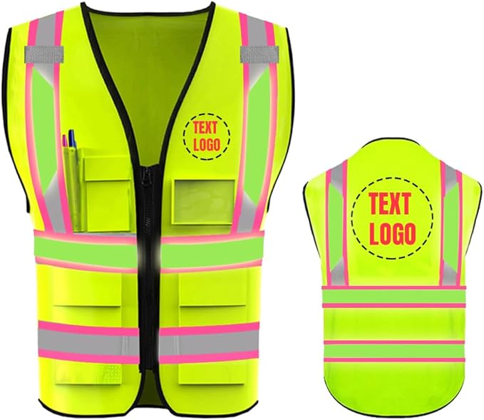 YOWESHOP High Reflective Visibility Safety Vest Custom Your Logo Safety Workwear by YOWESHOP