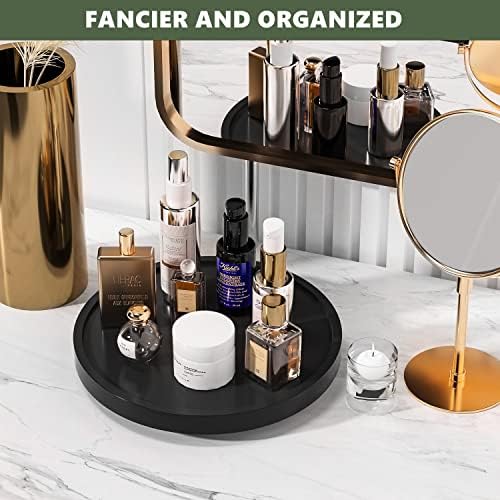 VeyFey Turntable Vanity Tray, 10 Inch Bamboo Countertop Organizer - Image 3