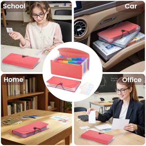 13 Pocket A6 Receipt Organizer, 2 Pack Small Accordion File Organizer, Coupon Organizer with Labels - Pink - Image 7