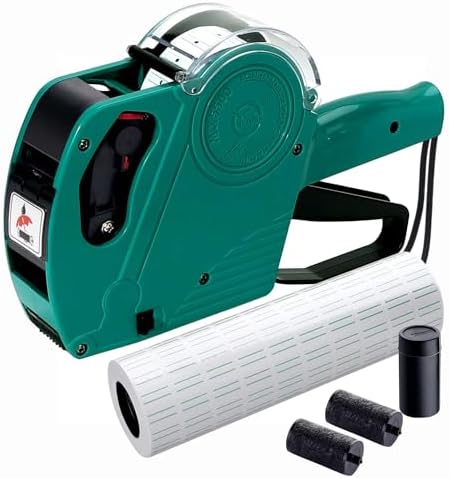 MX5500 Pricing Tag Gun with 5500 pcs Sticker Labels & 3Extra Inker, 8 Digits Tag Maker for Retail Shop, Grocery Store (Green) by KPX