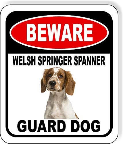 BEWARE WELSH SPRINGER SPANIEL GUARD DOG Aluminum Composite Outdoor Sign 15" x18" Metal Security Notice for Yard, Fence, Porch, Property, and Business – No Trespassing, Warning, Attack Dogs, Protection by WorkHouseSigns