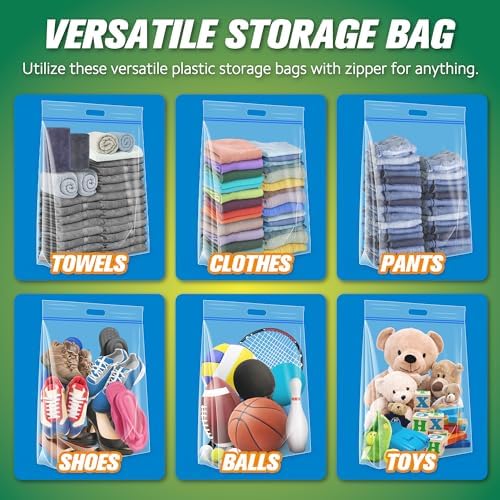 HIBAG 25 Gallon Jumbo Storage Bags, 35” x 24” Resealable Clear Bags with Handle, Extra Large XL Heavy Duty for Clothes Pillow Travel Moving, Pack of 9 - Image 3