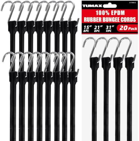 20PCS EPDM Bungee Cords S Hooks,Heavy Duty Tarp Straps by TUMAX
