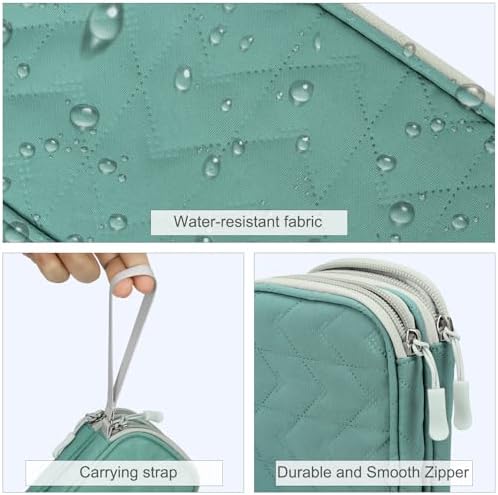 FYY Electronic Organizer, Travel Tech Pouch, Cable Organizer Green Quilted - Image 4