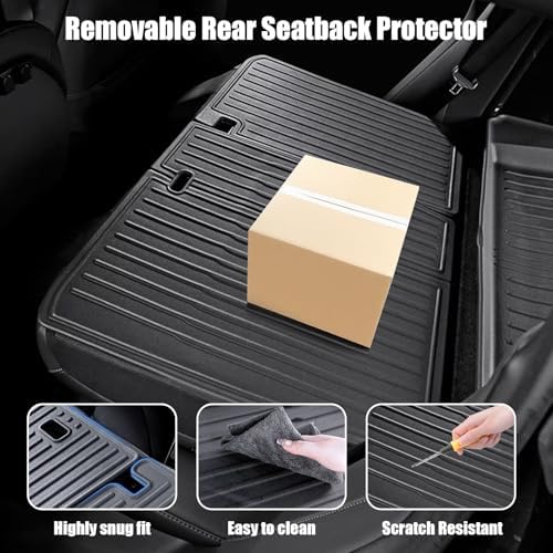 Custom Fit Floor Mats for 2024 2025 2026 Tesla Model 3 Highland/Standard,All Weather TPE Waterproof Odorless Car Mats Set 5-Seater with Rear Seat Back Protector Interior Accessories (7PCS) - Image 6