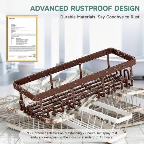 Veken Shower Caddy 6-Pack with Hooks, Bathroom Organizers & Storage, Brown - Image 4
