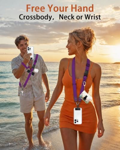 Phone Lanyard Crossbody Wrist Neck Strap Adjustable Women Purp - Image 3