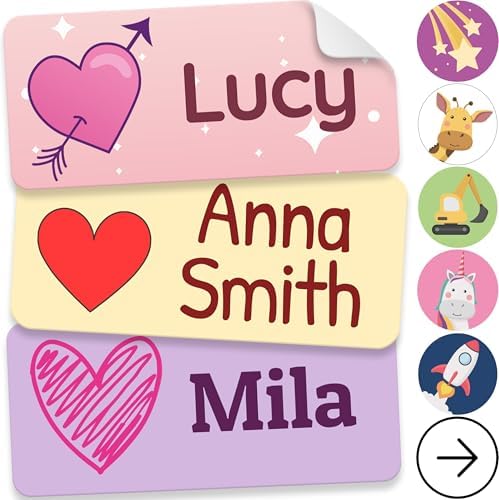 Personalized Name Labels for Kids (210 Labels) - Durable & Waterproof Custom Name Stickers for Clothing Tags, School Supplies, Camp & Daycare - Forever (1.2”x0.5”) by melukids
