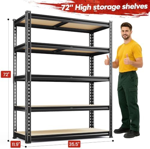 REIBII 4 Pack Garage Shelving for Warehouse, Heavy Duty Metal Shelving - Image 3