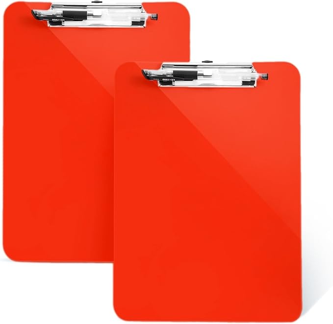 2 PCS Red Plastic Clipboards Nursing Clipboard, Teacher Clip Boards 8.5x11 by TFDLCGzm