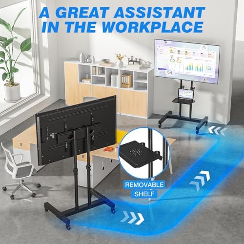 Rfiver Mobile TV Cart Rolling TV Stand for 32-83 Inch Screens up to 110lbs - Image 3