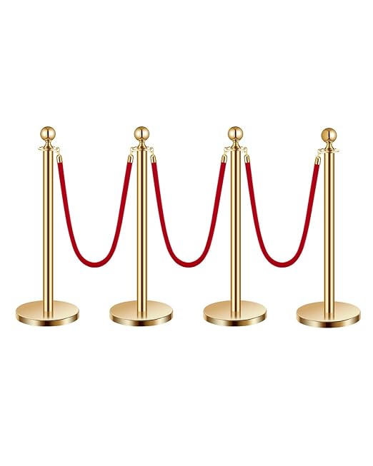 VEVOR Stanchions and Velvet Ropes 4Pcs, Hollow Base by VEVOR