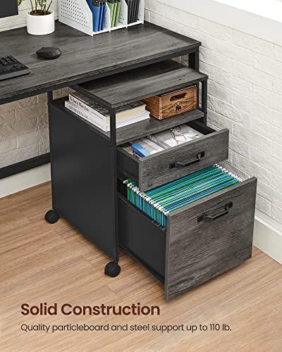 VASAGLE 2 Drawer File Cabinet, Rolling Printer Stand - Image 5