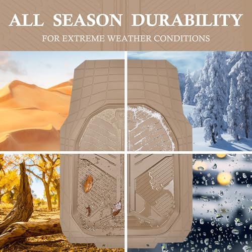CAR PASS Heavy Duty Rubber Car Mats with Cargo Liner, Deep-Dish Car Floor Mats and Trunk Mat All Weather, Universal Trim-to-Fit for SUVs Trucks Sedans, Waterproof Anti-Slip, Trimmable V12 Beige - Image 3