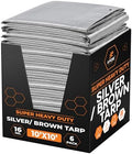 Xpose Safety Super Heavy-Duty 10' x 10' Silver/Brown Poly Tarp Bulk (6-Pack) - 16 Mil Waterproof & UV Resistant, Rip-Proof with Reinforced Edges & Grommets by XposeSafety