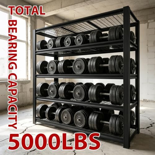 84H Storage Shelves Heavy Duty, 5000 LBS Garage Shelving, 5 Tier Adjustable Metal Garage Shelving Units, for Garage Storage, Warehouses, Basement，Storage Room，84H*55W*24.03D - Image 4