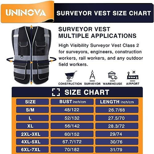 High Visibility Safety Vest - Multi Pockets Reflective Mesh Breathable Workwear, ANSI/ISEA Standards (Extra Large, Black Mesh) - Image 6