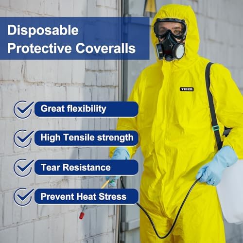 Hazmat Suit Disposable Coverall | Heavy Duty Full Body Paint Coverall & Suit in 7 Sizes - Small, Yellow, 1 - Image 3