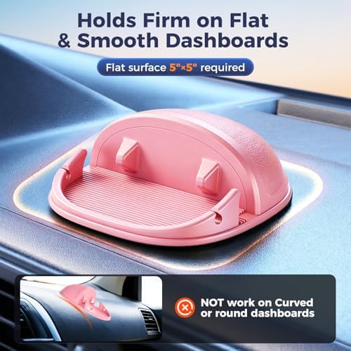 Loncaster Car Phone Holder, Car Phone Mount Silicone Car Pad Mat for Various Dashboards, Slip Free Phone Stand Compatible with iPhone, Samsung, Pink - Image 4